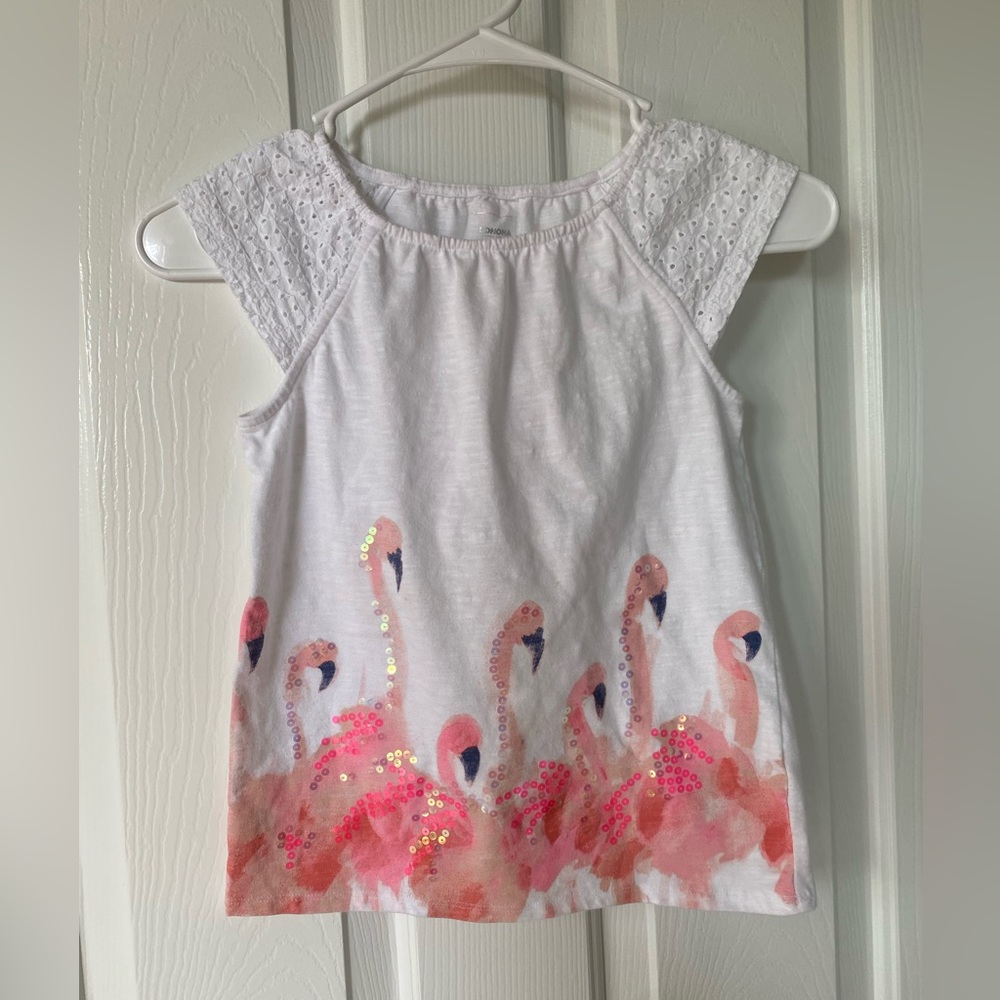 Girls Size 7 Flamingo Short Sleeve Shirt